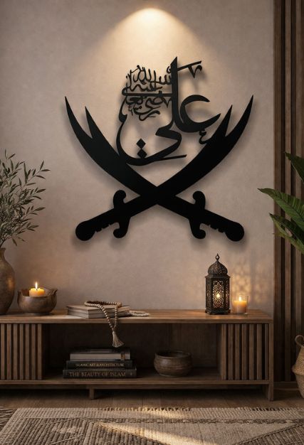 Islamic Wall Art Ali Sword Wooden Decor Home