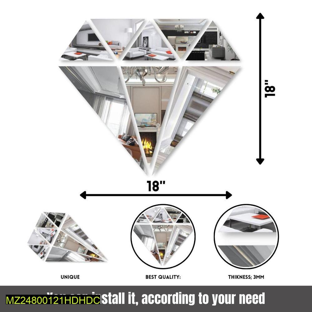 Diamond Shape Geometric Wall Mirror Modern Home Décor