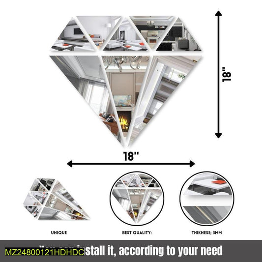Diamond Shape Geometric Wall Mirror Modern Home Décor