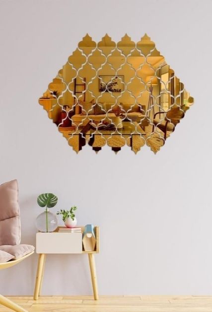 Gold Geometric Wall Mirror for Modern Home Decor