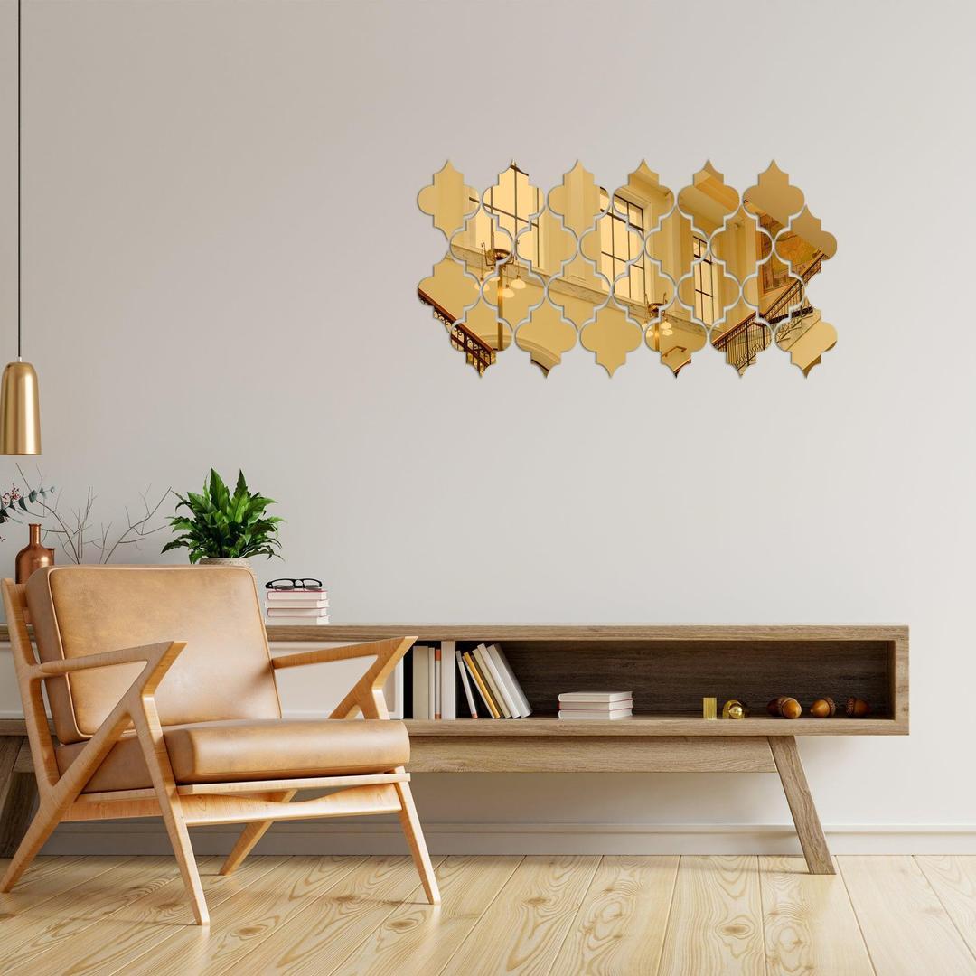 Gold Geometric Wall Mirror for Modern Home Decor