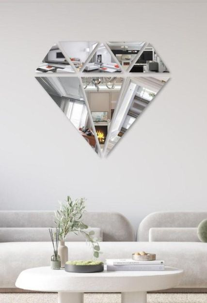 Diamond Shape Geometric Wall Mirror Modern Home Décor