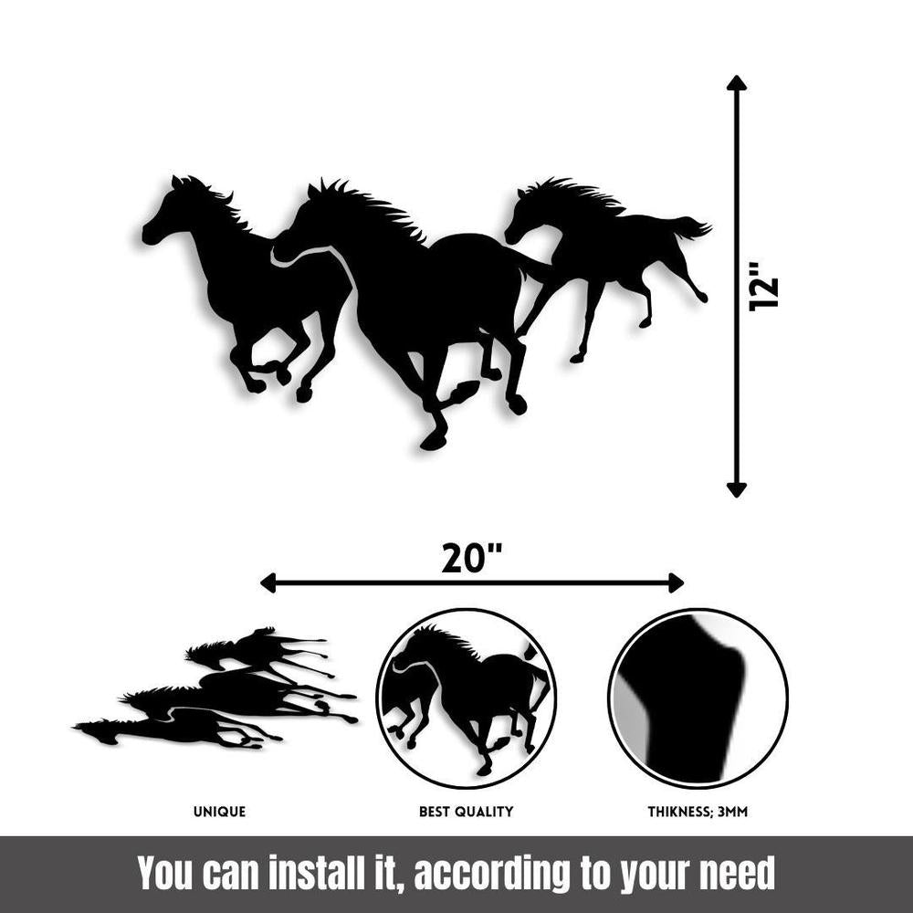 Running Horse Wall Art Metal Decor Modern Home Accent